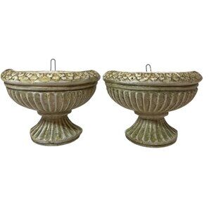 Vintage Decorative Ceramic Wall Sconces Pair Distressed Sage Green Finish Galler
